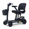 Buzzaround CarryOn HD Travel 4-Wheel Scooter in Grey, front three-quarter view facing left