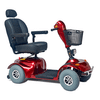 Golden Avenger 4-Wheel Scooter in Red, side-angled front three-quarter view facing right
