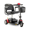 Go Go Elite Traveller 3-Wheel Scooter, front three-quarter view facing right with red panels