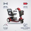 Victory 10 3-Wheel Scooter specifications: 400 lbs. capacity, 15.5 mi range, 5.3 mph top speed