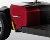 Victory LX Sport 4-Wheel Scooter, Candy Apple Red, close-up of the rear shroud, wheel and reflector