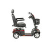 Drive Medical Ventura DLX 4-Wheel Scooter, side profile showing the 10-inch wheels, captain seat and tiller
