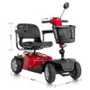 Mega Motion Rascal Conquest 4-Wheel Scooter, red, dimensions diagram