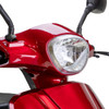 Bespoke Mobility Legacy 3-Wheel Scooter, red, close-up of headlight