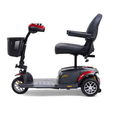 Red Buzzaround EX 3-wheel scooter seen from the right side