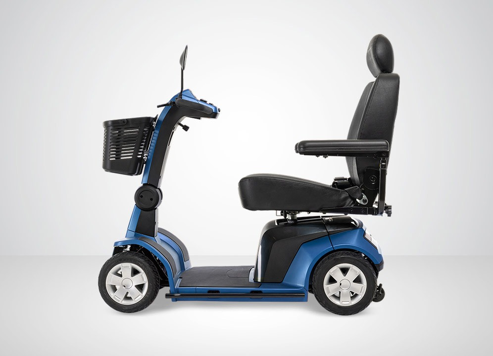 Ocean blue Maxima 4-wheel scooter seen from the side