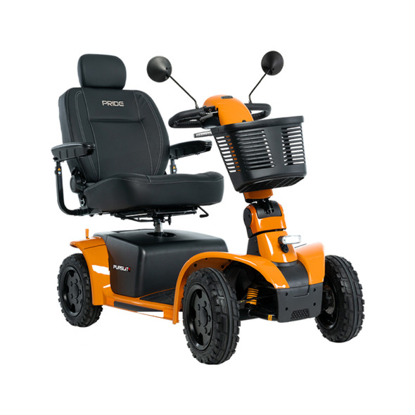 Pursuit 2 4-Wheel Scooter in Orange, front three-quarter view facing right