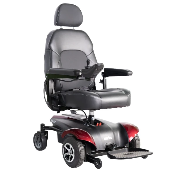 Merits Health Vision CF Power Wheelchair, red, front 3/4