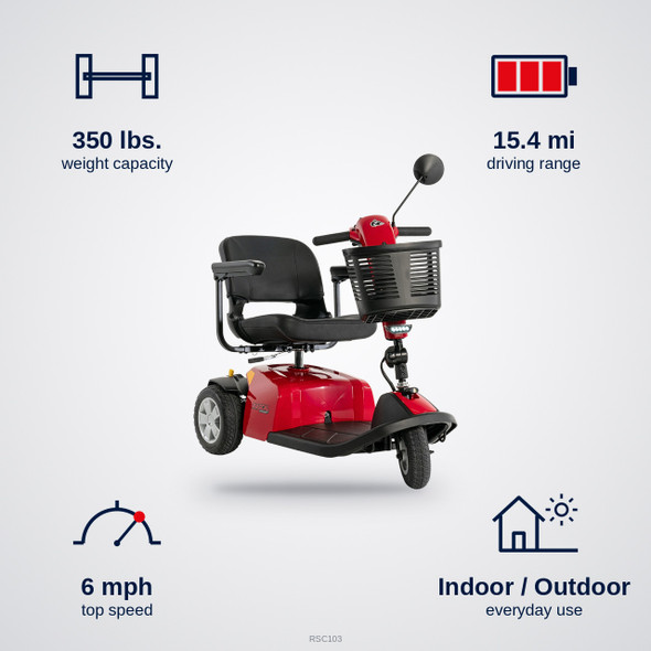 Mega Motion Rascal Conquest 3-Wheel Scooter specifications: capacity, speed, range, use