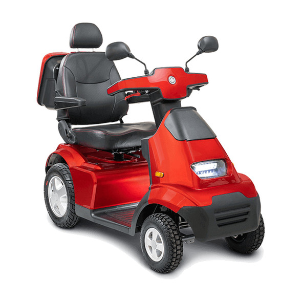 Afikim Afiscooter S4 4-Wheel Scooter, red, front 3/4
