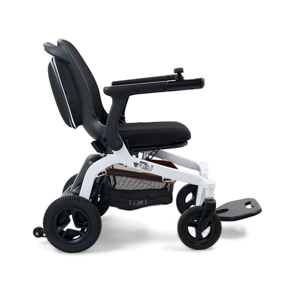 Ally Power Wheelchair in White, side profile facing right