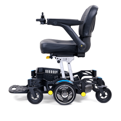 Buzzaround Carry-On Powerchair in Blue, side profile facing left
