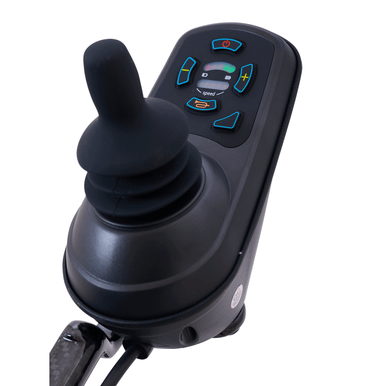 Cricket Power Wheelchair, joystick hand control close-up