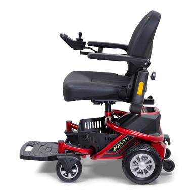 LiteRider Envy Power Wheelchair in Cherry Red, side profile facing left