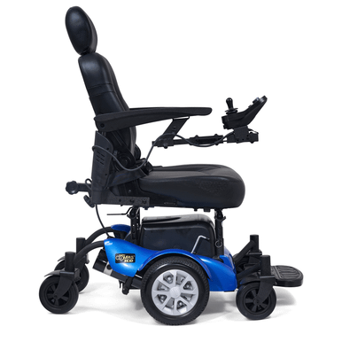 Compass HD Power Wheelchair in Blue, side profile facing right, second shot