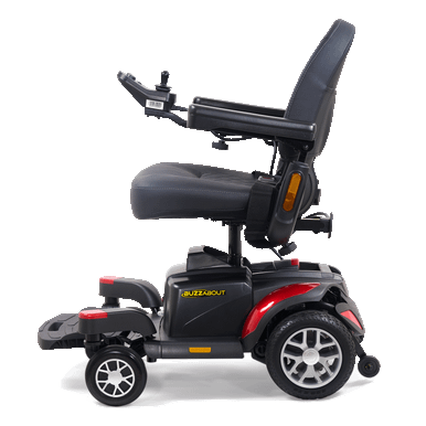 Buzzabout Power Wheelchair, side profile facing left