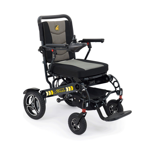 Stride Power Wheelchair, front three-quarter view facing right