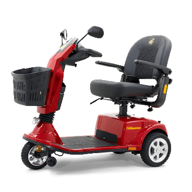 Golden Companion Full-Size 3-Wheel Scooter, Crimson Red, angled front view