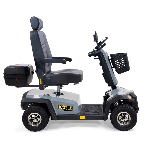 Eagle All-Terrain 4-Wheel Scooter in Grey, side profile facing right