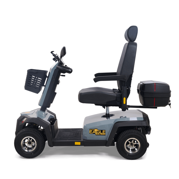 Eagle All-Terrain 4-Wheel Scooter in Grey, side profile facing left
