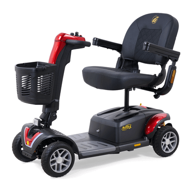 Buzzaround LX 4-Wheel Scooter in Velvet Red, front three-quarter view facing left