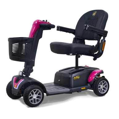 Buzzaround LX 4-Wheel Scooter in Orchid Pink, front three-quarter view facing left