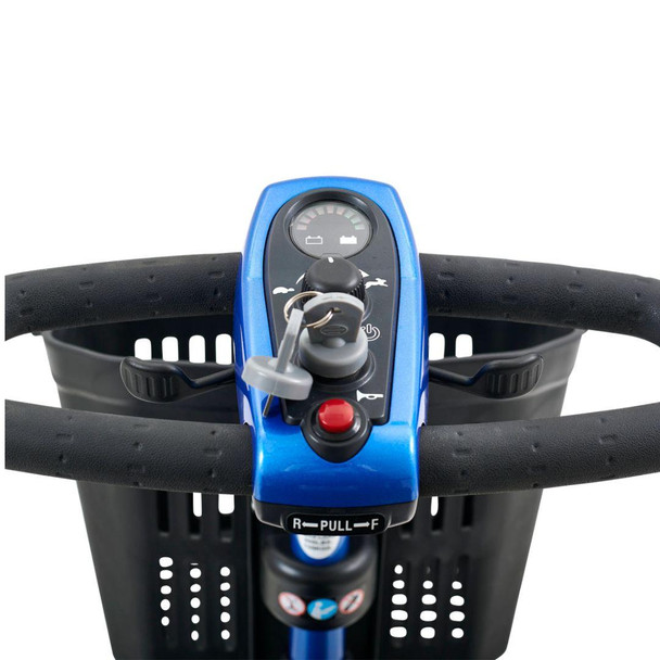 LiteRider 4-Wheel Scooter, Blue, close-up of tiller controls