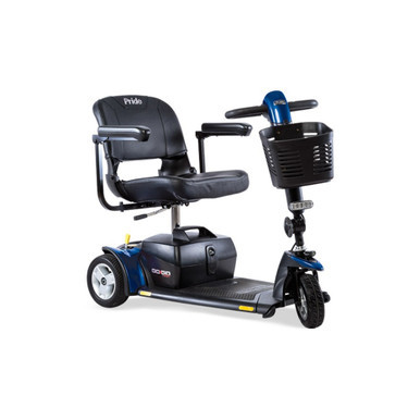 Go Go Sport 3-Wheel Scooter with blue panels, front three-quarter view, second shot