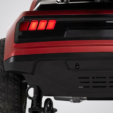 Maxima 4-Wheel Scooter, Garnet Red, close-up of LED taillights