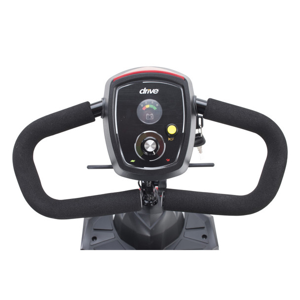 Drive Medical Scout 3-Wheel Scooter, close-up of the tiller controls