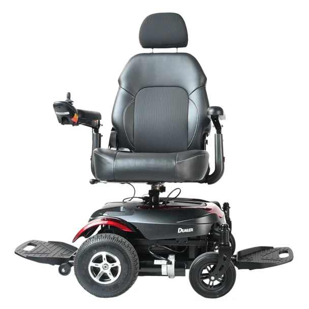 Merits Health Dualer Power Wheelchair, red, side