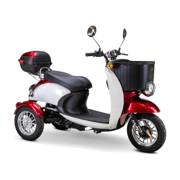 Bespoke Mobility Supreme 3-Wheel Scooter, red and white, front 3/4