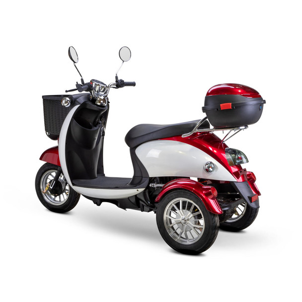 Bespoke Mobility Supreme 3-Wheel Scooter, red and white, rear 3/4