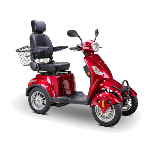 Bespoke Mobility Prestige 4-Wheel Scooter, red, front 3/4