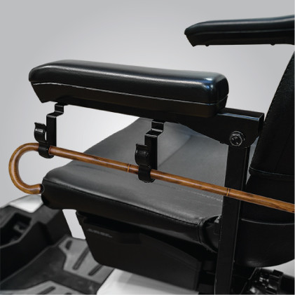 Pride Mobility Cane Clip Attachment for compatible Pride Mobility models, product photo