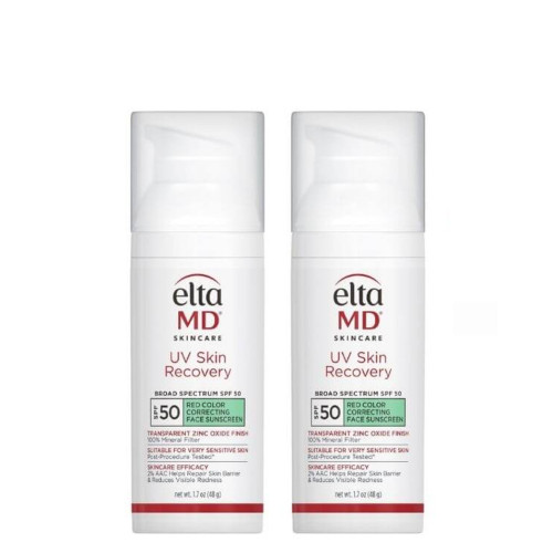 EltaMD UV Skin Recovery Red Color Correcting Green Tint SPF 50 Sunscreen Value Duo