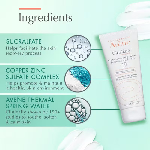 Avène Cicalfate Restorative Hand Cream 3.3 fl oz - SkinElite - ingredients