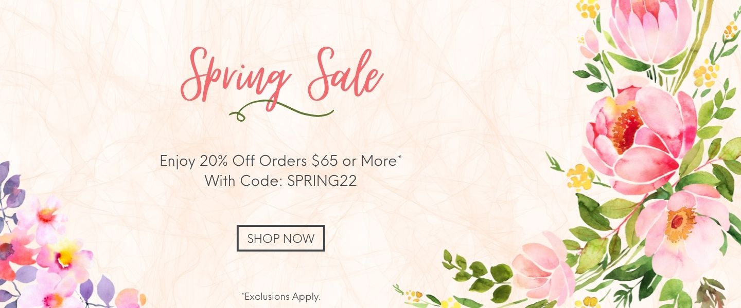 Spring Sale 20% off $65 or more with code SPRING22
