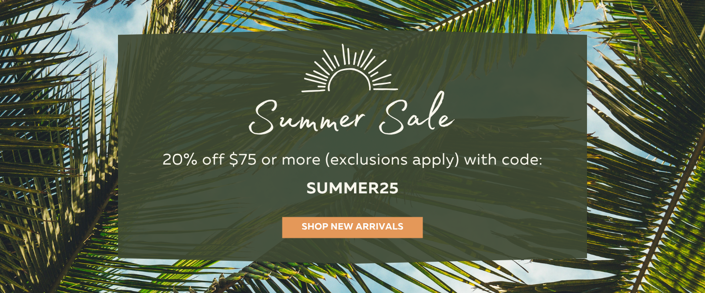 Summer Sale 20% off $75 or more with code SUMMER25