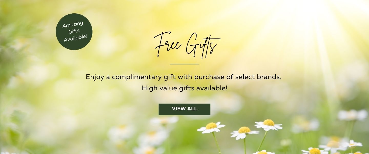 Free gifts available with purchase of select brands
