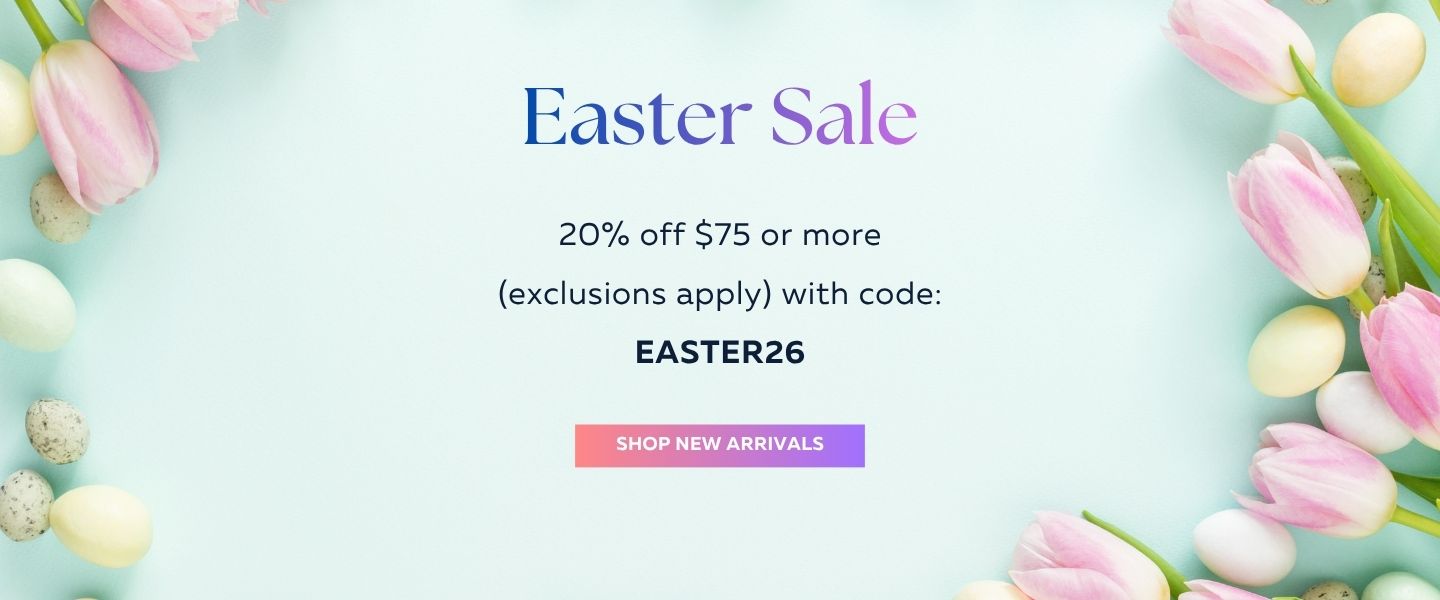 Easter Sale 20% off $75 or more with code EASTER26