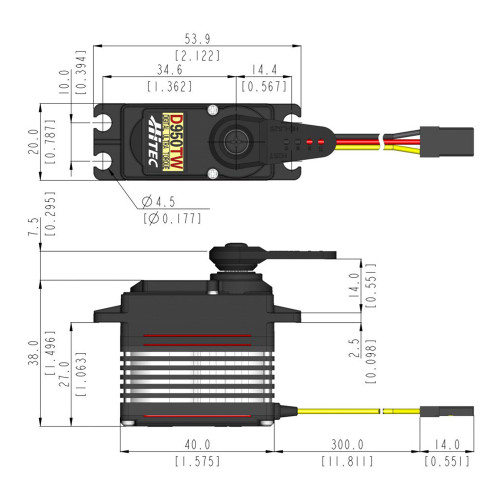 D950TW Wide Voltage Titanium Gear 25T Digital Coreless Servo D950TW Wide Voltage Titanium Gear 25T Digital Coreless Servo