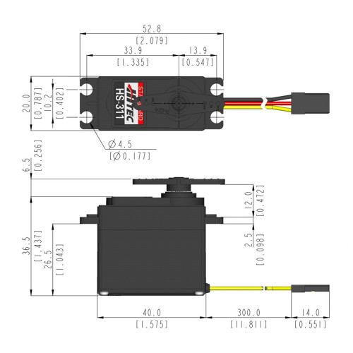 BULK - HS-311 Standard Voltage Resin Gear 24T Analog Sport Servo