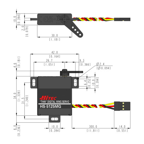 HS-5125MG 24g Metal Gear Digital Slim Thin Wing Servo