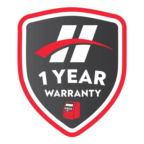 Hitec 1-year charger warranty badge