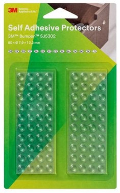 3M Bumpon SJ5302Bl Elastic Buffer Mini-Pack, Transparent, 80 Pieces,
7.9 x 2.2 mm, Case of 18