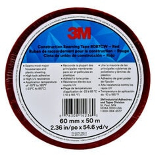 3M Construction Seaming Tape 8087CW, Red, 60 mm x 50 m,   Case of 20