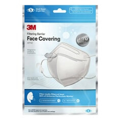 3M Filtering Barrier Face Covering AFFM-5-DC, One Size, 5 Pack