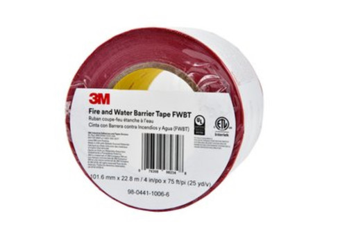 3M Fire and Water Barrier Tape FWBT4, 4 in x 75 ft, 12 Each/Case