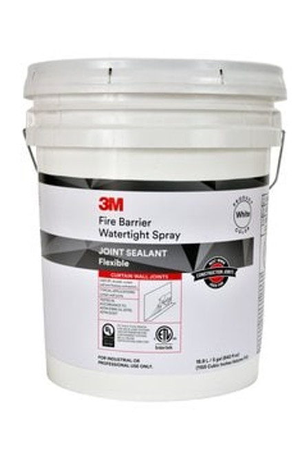 3M Fire Barrier Water Tight Spray, White, 5 Gallon (Pail), Drum